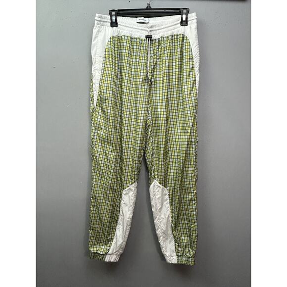 Urban Outfitters Pants Mens Large Plaid‎ Nylon Track Joggers Drawstring Pockets - Picture 1 of 11
